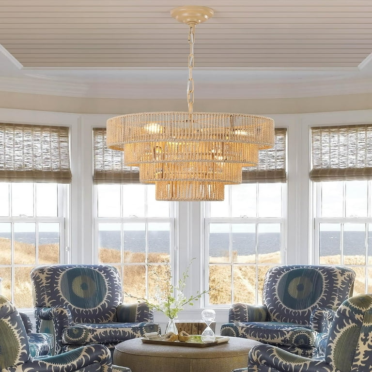 Luxurious Bohemian Rattan Chandelier Woven Pendant Light Fixture
