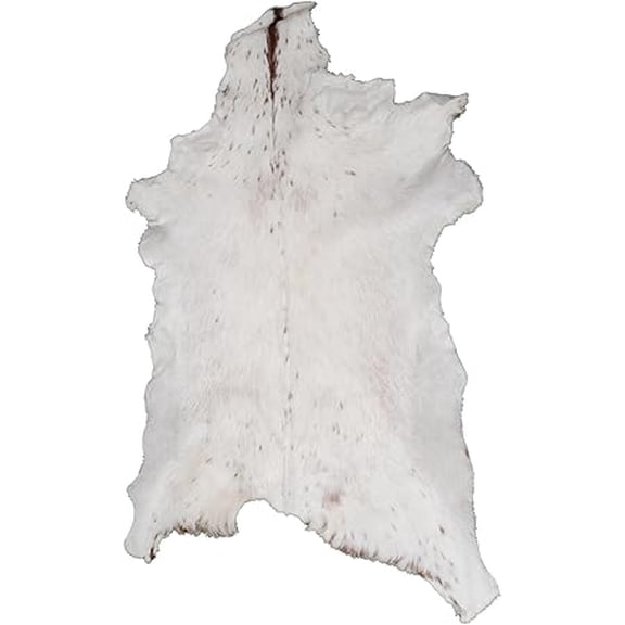 Luxurious Brown and White Goat Hide Rug | 100% Genuine Hair-On Leather for Sophisticated Interiors