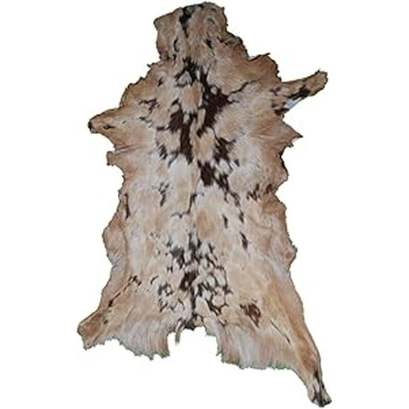 Luxurious Brown and White Goat Hide Rug | Hair-On Leather for Modern Rustic Decor