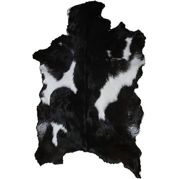 Luxurious Brown and White Goat Skin Rug | Soft Hair-On Leather Goat Hide for Sophisticated Interiors