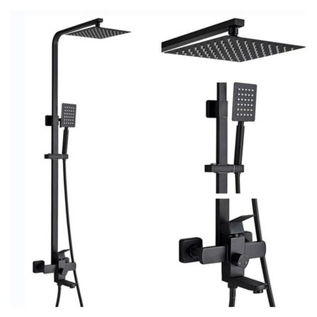 Luxurious Brushed Nickel Bathroom Shower Faucet Ultra-thin 8" Stainless Steel Rainfall Shower Head Hot Cold Water Mixer Kit