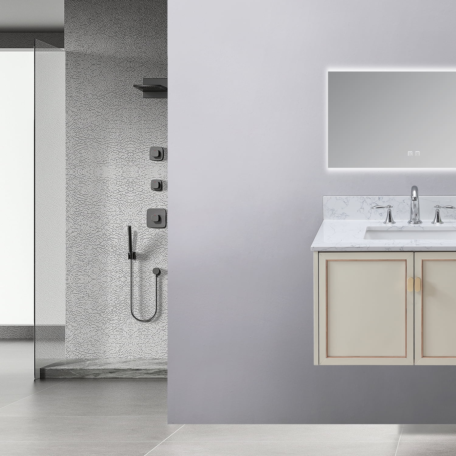 Luxurious Carrara Jade Montary Engineered Marble 31”x 22” Bathroom