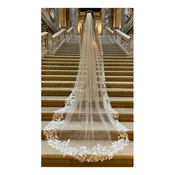 Luxurious Cathedral Bridal Veil - Long Voile Tulle Wedding Veil with Comb for Elegant Bride Accessories