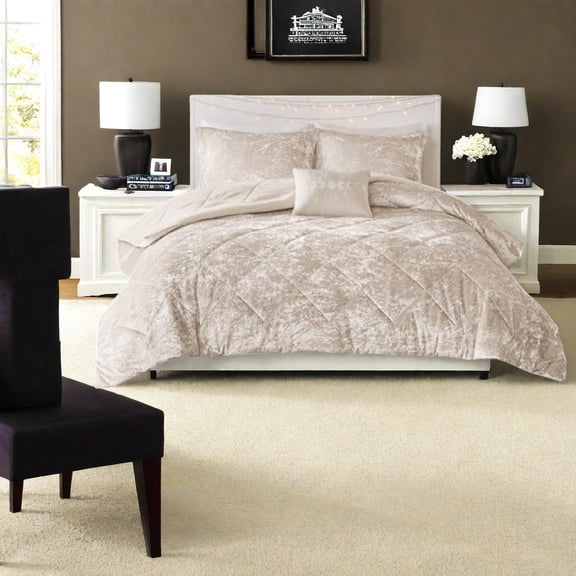 Luxurious Champagne Velvet Bedding Set King/Cal King Size Modern Comfort for Home