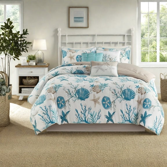 Luxurious Coastal Bedding Sets Hypoallergenic Cotton Sateen King Size