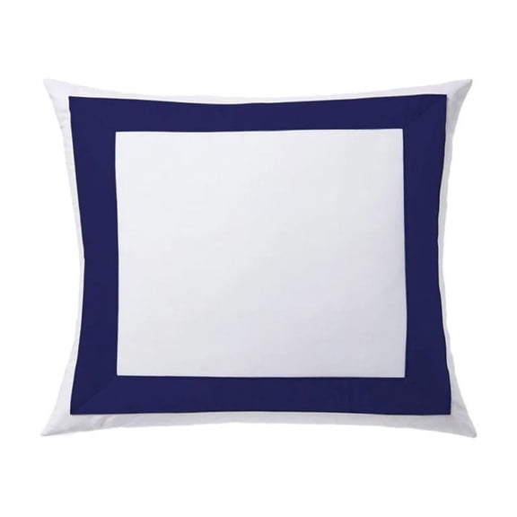 Luxurious Collections 400TC Cotton Sateen Border Frame Euro Sham 26" X 26" Navy Blue Border
