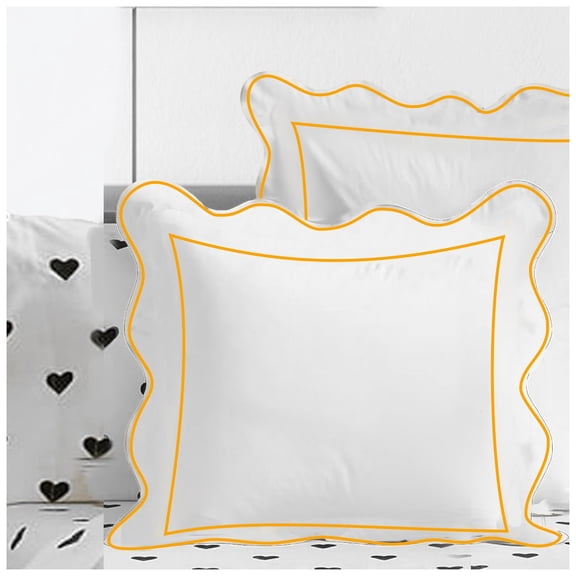 Luxurious Collections 400TC Cotton Scallop Embroidery & Border Sateen Solid Euro Sham 10" X 10" Gold Scalloped