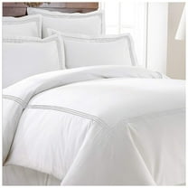 Luxurious Collections 400TC Cotton Triple Embroidery Sateen Solid Duvet Cover Set Twin/Twin XL 64"×88" 1 Duvet cover and 20"x26" 2 Pillow sham , White Border