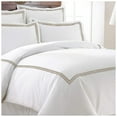 thumbnail image 1 of Luxurious Collections400TC Cotton Triple Embroidery Sateen Solid Duvet Cover Set Full/Queen 88"x88" 1 Duvet cover and 20"×30" 2 Pillow sham, Taupe Border, 1 of 5