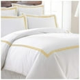 thumbnail image 1 of Luxurious Collections400TC Cotton Triple Embroidery Sateen Solid Duvet Cover Set King/Cal-King 106" × 88" 1 Duvet cover and 20"×36" 2 pillow sham , Gold Border, 1 of 5