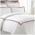 thumbnail image 1 of Luxurious Collections400TC Cotton Triple Embroidery Sateen Solid Duvet Cover Set Oversized King 120" × 98" 1 Duvet cover and 20"×36" 2 Pillow sham , Burgundy Border, 1 of 5