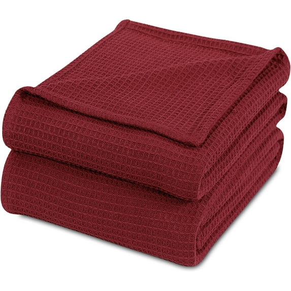 Luxurious Combed Cotton Waffle Weave Super Soft, Cozy Warm, Breathable, Stylish, All Season Thermal Blankets Twin/Full/Queen/King