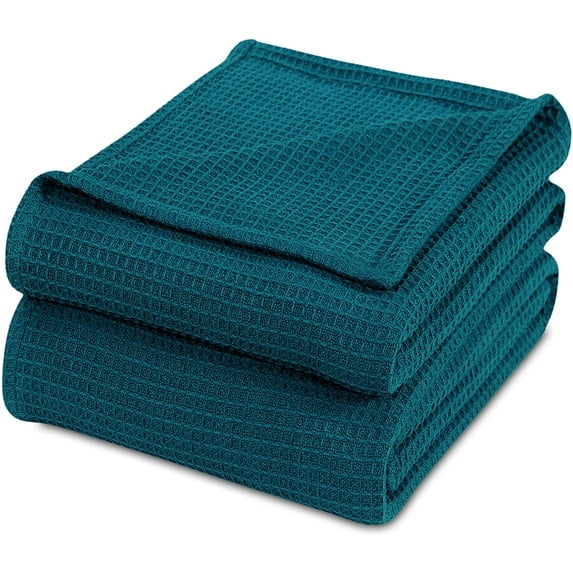Luxurious Combed Cotton Waffle Weave Super Soft, Cozy Warm, Breathable, Stylish, All Season Thermal Blankets Twin/Full/Queen/King