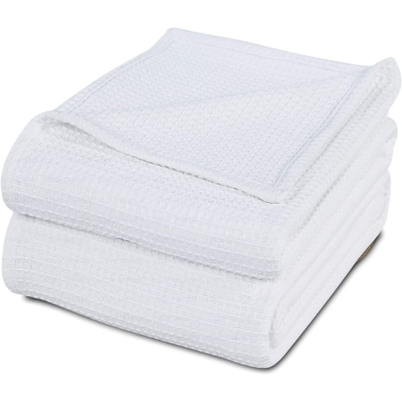 Luxurious Combed Cotton Waffle Weave Super Soft, Cozy Warm, Breathable, Stylish, All Season Thermal Blankets