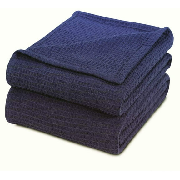 Luxurious Combed Cotton Waffle Weave Super Soft, Cozy Warm, Breathable, Stylish, All Season Thermal Blankets Twin/Full/Queen/King