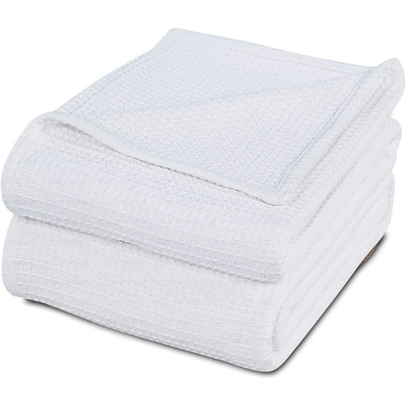 Luxurious Combed Cotton Waffle Weave Super Soft, Cozy Warm, Breathable, Stylish, All Season Thermal Blankets Twin/Full/Queen/King