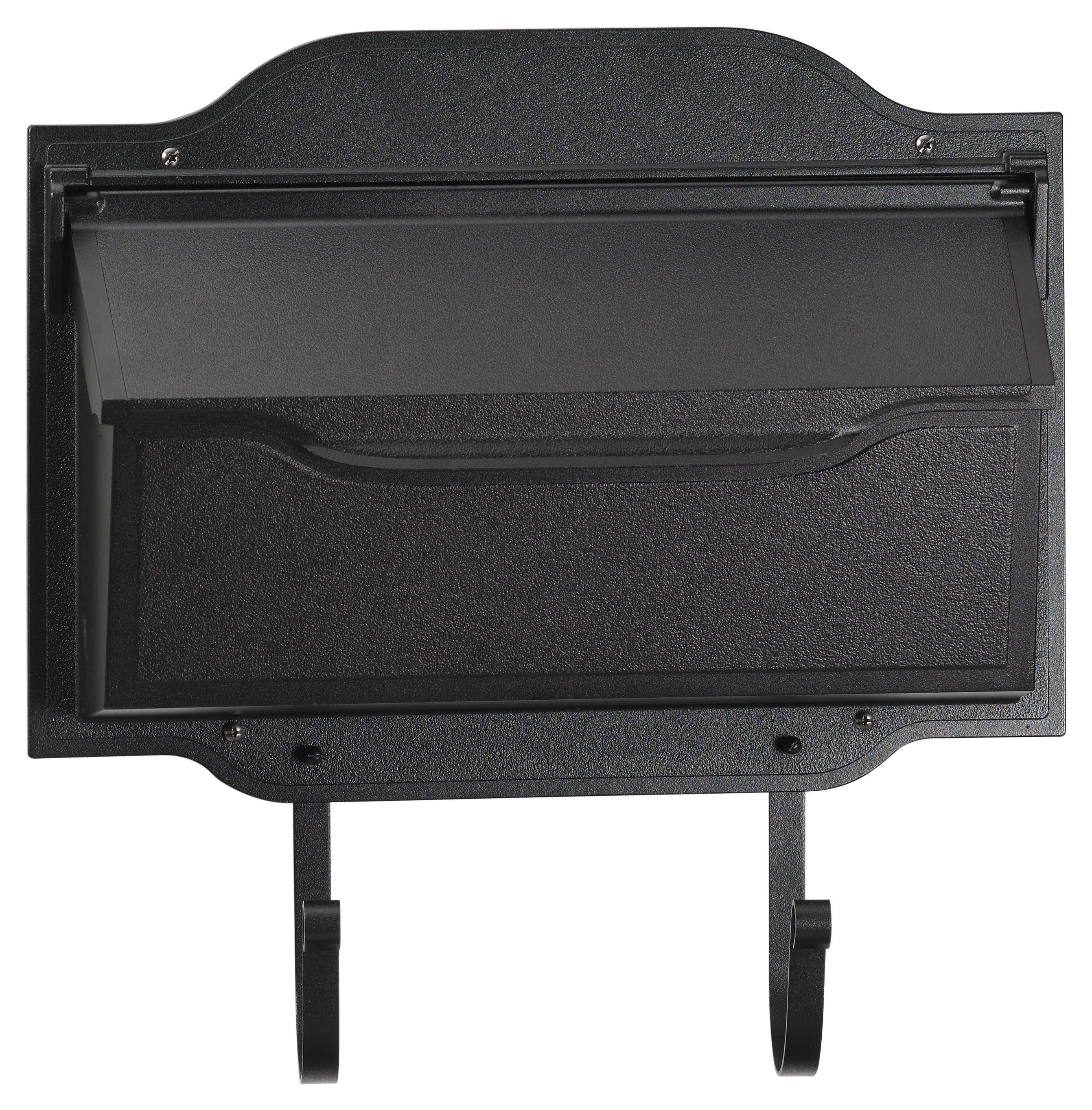 Black Cast Aluminum Wall Mount Mailbox with Hooks