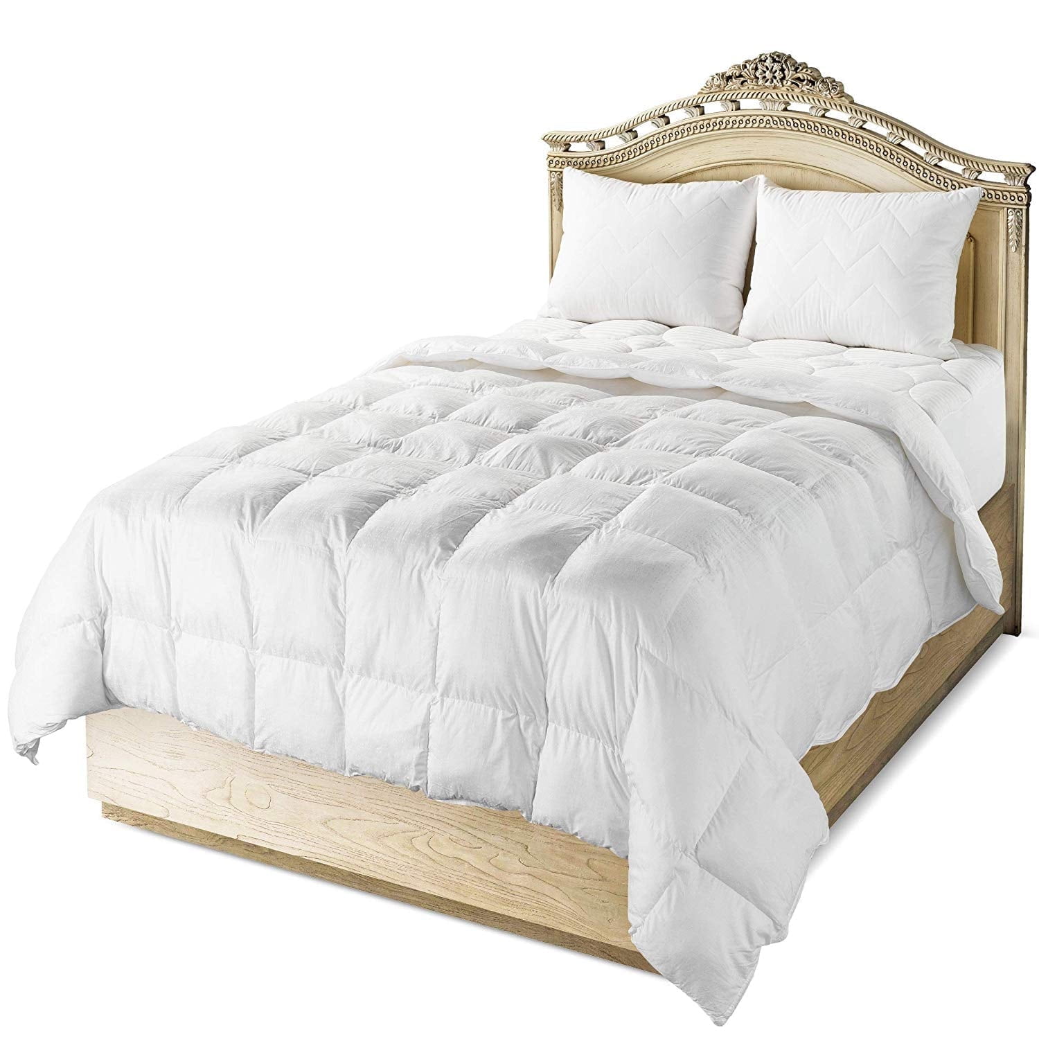 Queen White Cotton Down Alternative Reversible Comforter