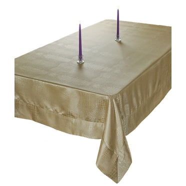Luxurious Damask Crocodile Design Tablecloths, 60" X 95" - In Gold