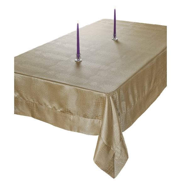 Luxurious Damask Crocodile Design Tablecloths, 60" X 95" - In Gold