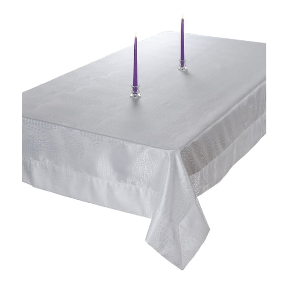 Luxurious Damask Crocodile Design Tablecloths, 70" X 160" - In White