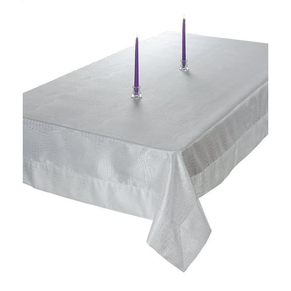 Luxurious Damask Crocodile Design Tablecloths, 70" X 180" - In White