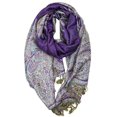 thumbnail image 1 of Luxurious Double Layered Jacquard Big Paisley Pashmina Shawl Wrap Scarf Purple, 1 of 7