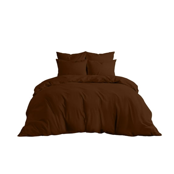 Luxurious Duvet Cover Set with Zipper & Corner Ties 800TC 100% Organic Cotton 3pc Duvet Cover Set Super King Size (Superking (98 x 108 Inch), Choclate Brown)