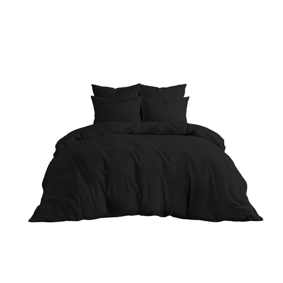 Luxurious Duvet Cover Set with Zipper & Corner Ties 800TC 100% Organic Cotton 3pc Duvet Cover Set Super King Size (Superking (98 x 108 Inch), Midnight Black)