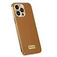 thumbnail image 1 of Luxurious Electroplated Case for iPhone 13 Pro, Cowhide Leather Full Coverage Protective Basic Plating Bumper Frame Shockproof Anti-falling Phone Case for iPhone 13 Pro, Brown, 1 of 6