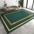 thumbnail image 1 of Luxurious Emerald Green Area Rug, Gold Line Border Indoor Non Slip Print Rugs, Machine Washable Carpet For Living Room Bedroom Study Office Kitchen Dining Room Decor Floor Mat 4x5ft, 1 of 6
