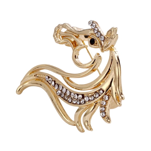 Luxurious Equestrian Rhinestones Brooch Pin Jewelry For Women Men Lightweight 3g Kirsite With Polished Surfaces Gift