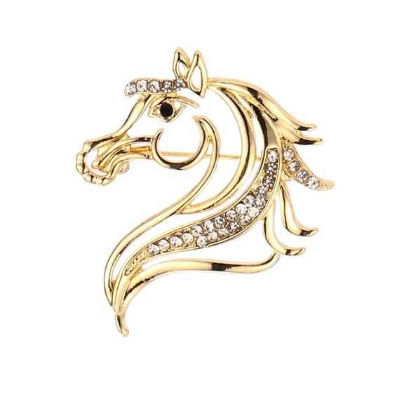 Luxurious Equestrian Rhinestones Brooch Pin Jewelry For Women Men Lightweight 3g Kirsite With Polished Surfaces Gift