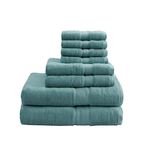 800GSM 100% Cotton 8 Piece Antimicrobial Towel Set in Dusty Green - Soft, Absorbent, and Durable Bathroom Towels for Everyday Use, Perfect for Home and Spa