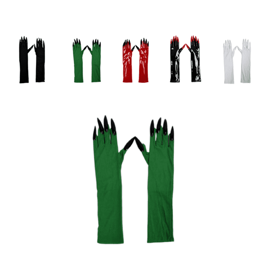 Luxurious Evening Gala Costume Accents, Deep Burgundy Wine Red Cosplay Gloves with Pointed Dark Claws for Renaissance Vampire Ball Wardrobe, 2 Pcs