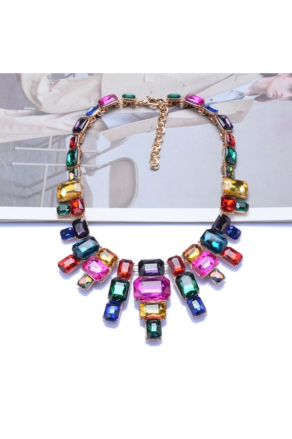 Luxurious Exaggerating Geometric Big Gem Necklace