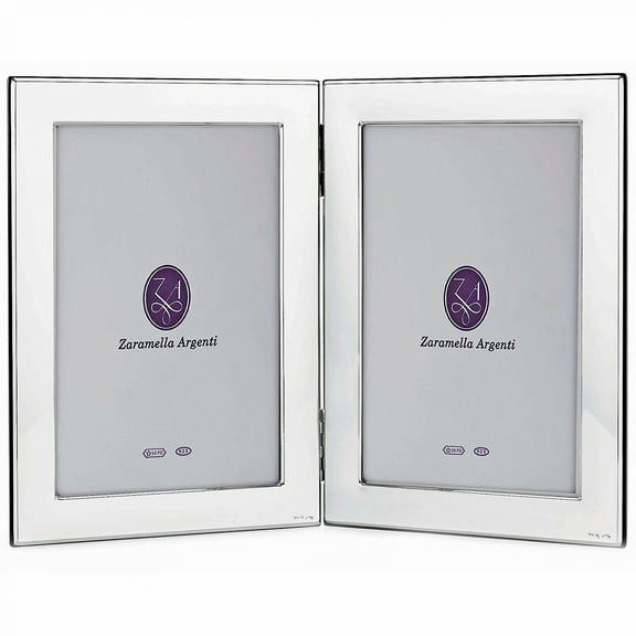 Luxurious FERRARA engraveable Sterling Silver Double 4x6 by Zaramella Argenti Italy - 4x6
