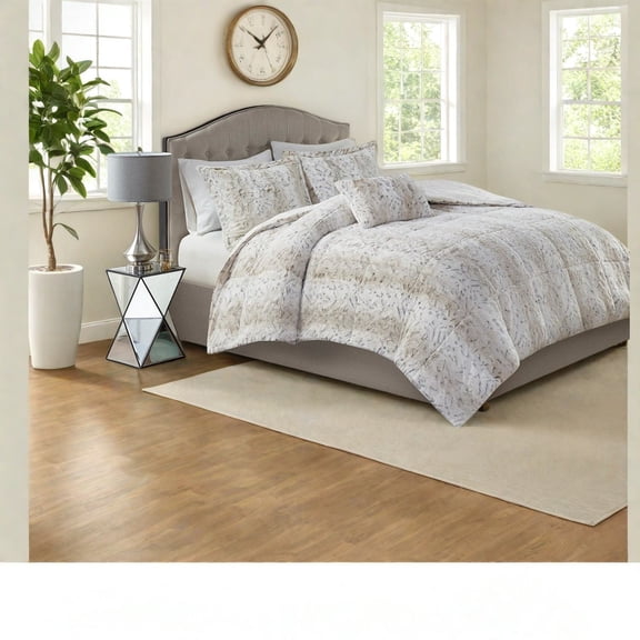 Luxurious Faux Fur Bedding Sets Hypoallergenic Polyester Cozy Modern Design for King Size
