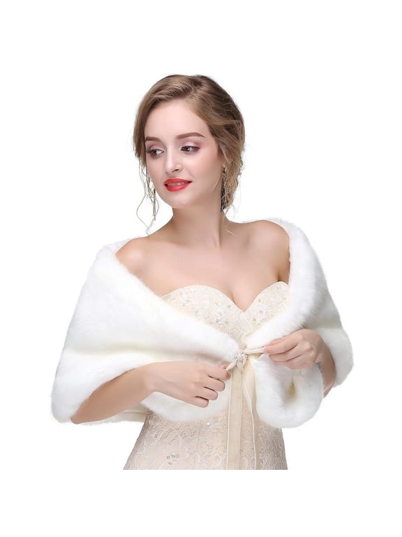 Luxurious Faux Furs Capelet for Bride and Bridesmaids Furry Shawl Wrap Bows Tie Boleros for Weddings and Photography