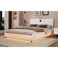 thumbnail image 1 of Luxurious Faux Leather, RGB LED Lights - Queen Size Bed for Stylish Bedroom Ambiance, 1 of 2