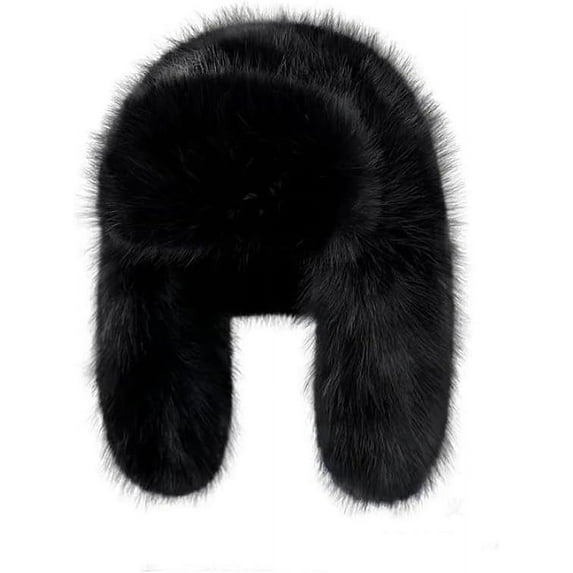 Luxurious Faux Mink Fur Ladies Trapper Hat,Pure Color Simplistic Women’s Winter Hat,Furry Ushanka Warm Hat