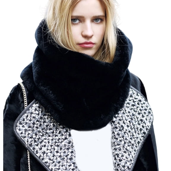 Luxurious Faux Rabbit Hair Neck Warmer Breathable Soft Scarf For Year Round And Style Users