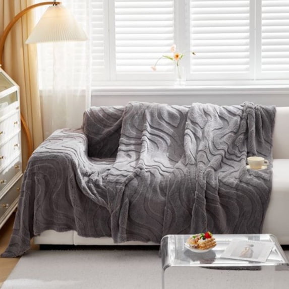 Luxurious Fleece Sofa Cover Blanket, 100% Polyester, Super Soft & Warm Throw, Machine Washable Decorative Couch Tapestry 70x35 Inches for Living Room, Bedroom, Car, Travel, Camping, Coffee