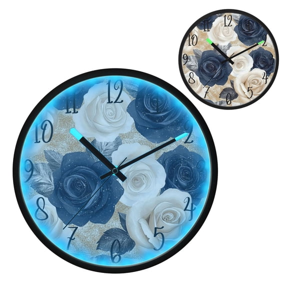 Luxurious Floral Luminous Wall Clock with Sound-Activated LED 12-Inch Silent Acrylic Timepiece for Bedroom Livingroom or Office