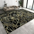 thumbnail image 1 of Luxurious Geometric Golden Floral Butterfly Area Rug, Modern Abstract Black Gold Indoor Non-Slip Kids Rugs, Washable Breathable Durable Carpet For Front Entrance Floor Decor 5 x 7ft, 1 of 6