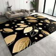 thumbnail image 1 of Luxurious Gilded Leaf Bedroom Rug, Modern Simple Black and Gold Spotted Pattern Living Room Carpet, Rug Pad Fine Fluff Short Velvet Apply to Foyer Bathroom Home,5ft x 7ft, 1 of 7
