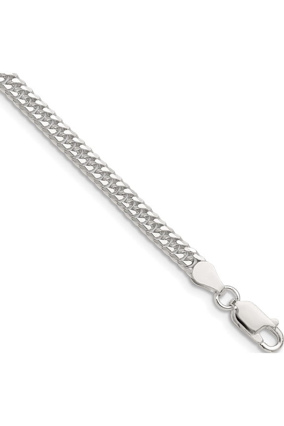 Luxurious Glamorous Elegant Sterling Silver Polished 3.9mm Double Diamond-cut Curb Chain Delicate Enchanting Flawless