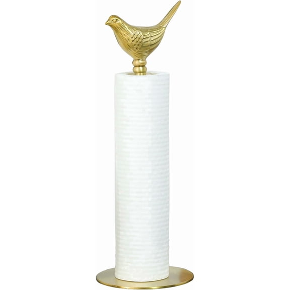 Countertop Paper Towel Holder Stand, Gold Brass Bird Kitchen Paper Towel Roll Holder for Kitchen Counter Storage, 14.57" x 4.72"