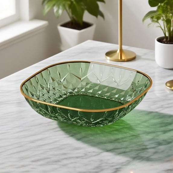 Luxurious Gold-Rimmed Square Dinner Plates | Food Grade PET Plastic | 15x15cm Snack & Fruit Dishes for Home, Hotel, or Party | 1-Piece Set