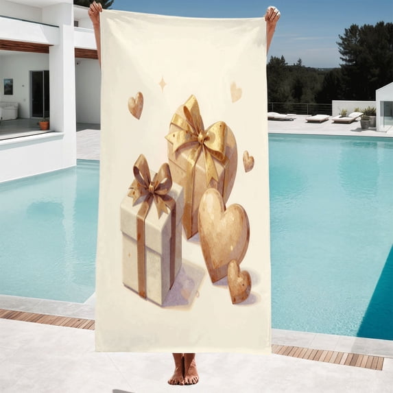 Luxurious Gold & White Patterned Beach Towel - Perfect for Pool Travel and Bathing - Soft Stylish and Festive Design